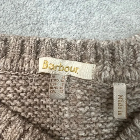 Barbour Sweater Womens 8 Brown Malvern Crew Neck Pullover Long Sleeve Knit - Picture 4 of 7